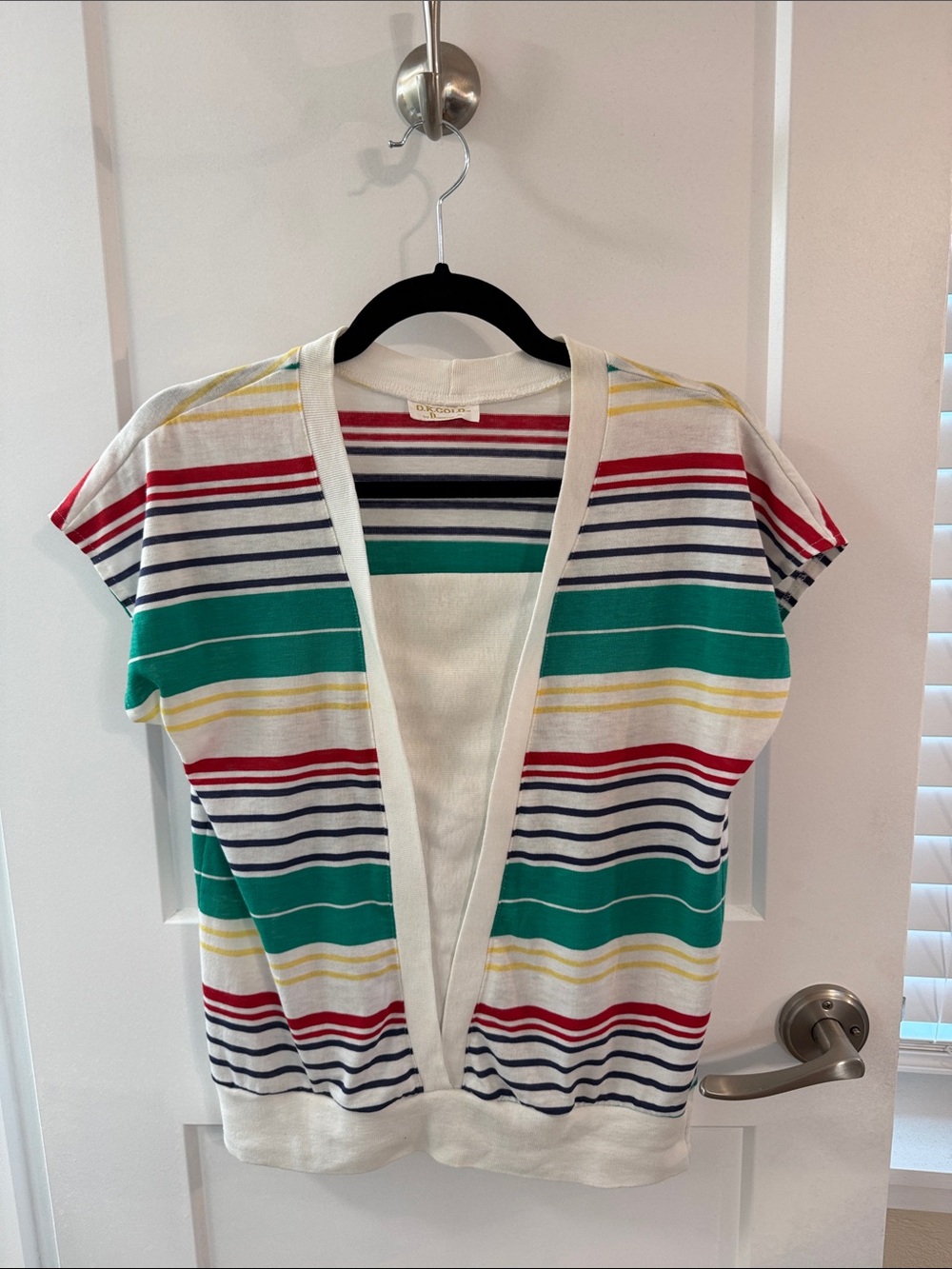 Vintage 90s D.K. Gold Layered Look Striped Knit Top Coastal Grandma